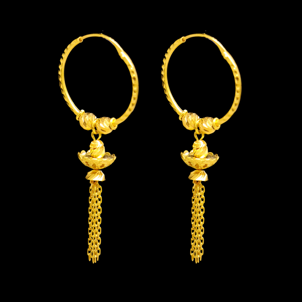 22K Gold Stud Drop Earrings - SW26590